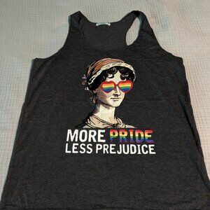 Gray tank top - more pride less prejudice, size medium